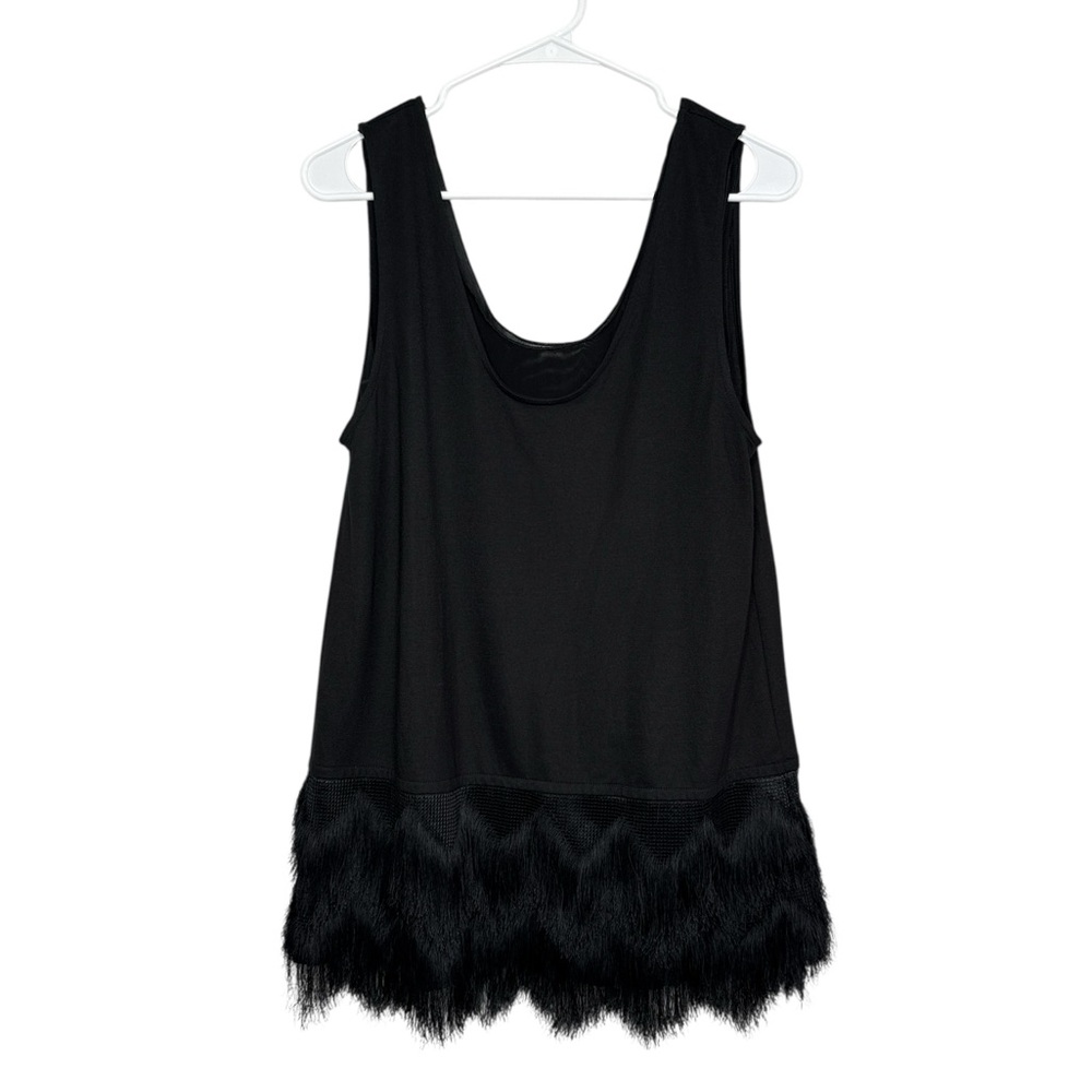 Banana Republic Women's Fringe Hem Black Tunic Tank Top Size PS